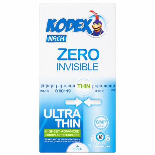 کاندوم کدکس مدل Zero Invisible بسته 12 عددی