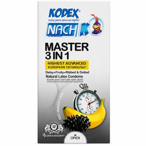 کاندوم تاخیری کدکس مدل Master 3 In 1 بسته 12 عددی